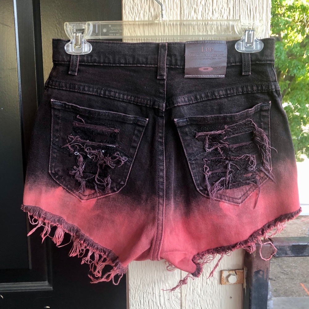 Studded, Dip-Dyed, Painted, Cut-Off Denim Shorts - Picture 4 of 5